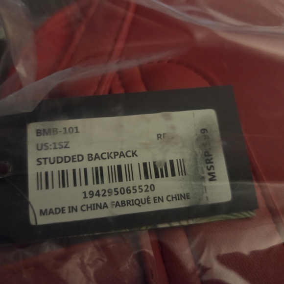 Badgley Mischka Red Quilted Backpack with Gold Studs - FULL SIZE (not mini)